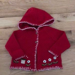 Red sweater with hood